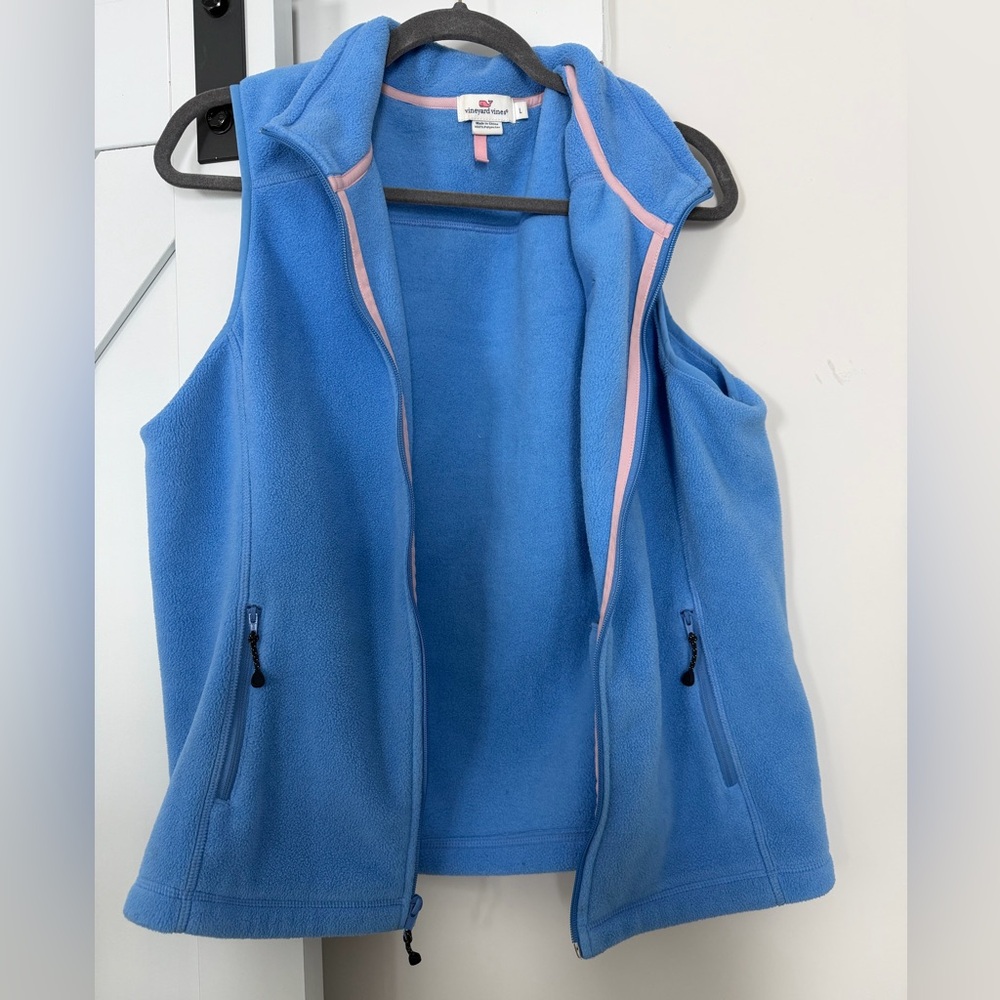 Vineyard Vines Sky Blue Vest with Soft Pink Trim